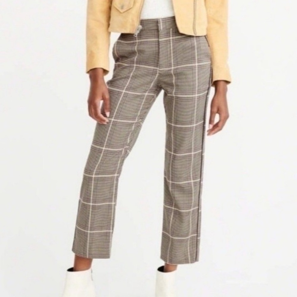 Abercrombie & Fitch Simone High Rise Ankle Flare Plaid Pant Brown size XL